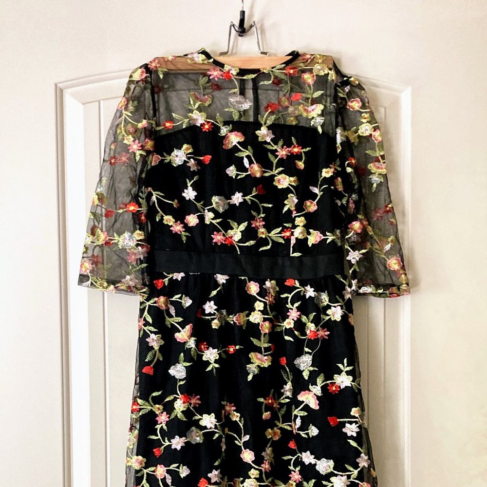 Floral Sheer Cocktail Dress | Maxi